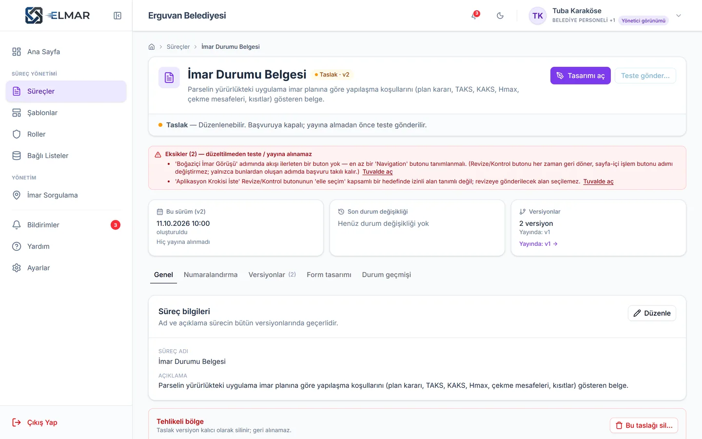 Taslak sürümde yayın öncesi eksikler listesi